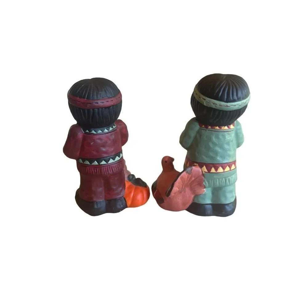 Ceramic‎ Figurines Multicolor Native American Thanksgiving Harvest Set